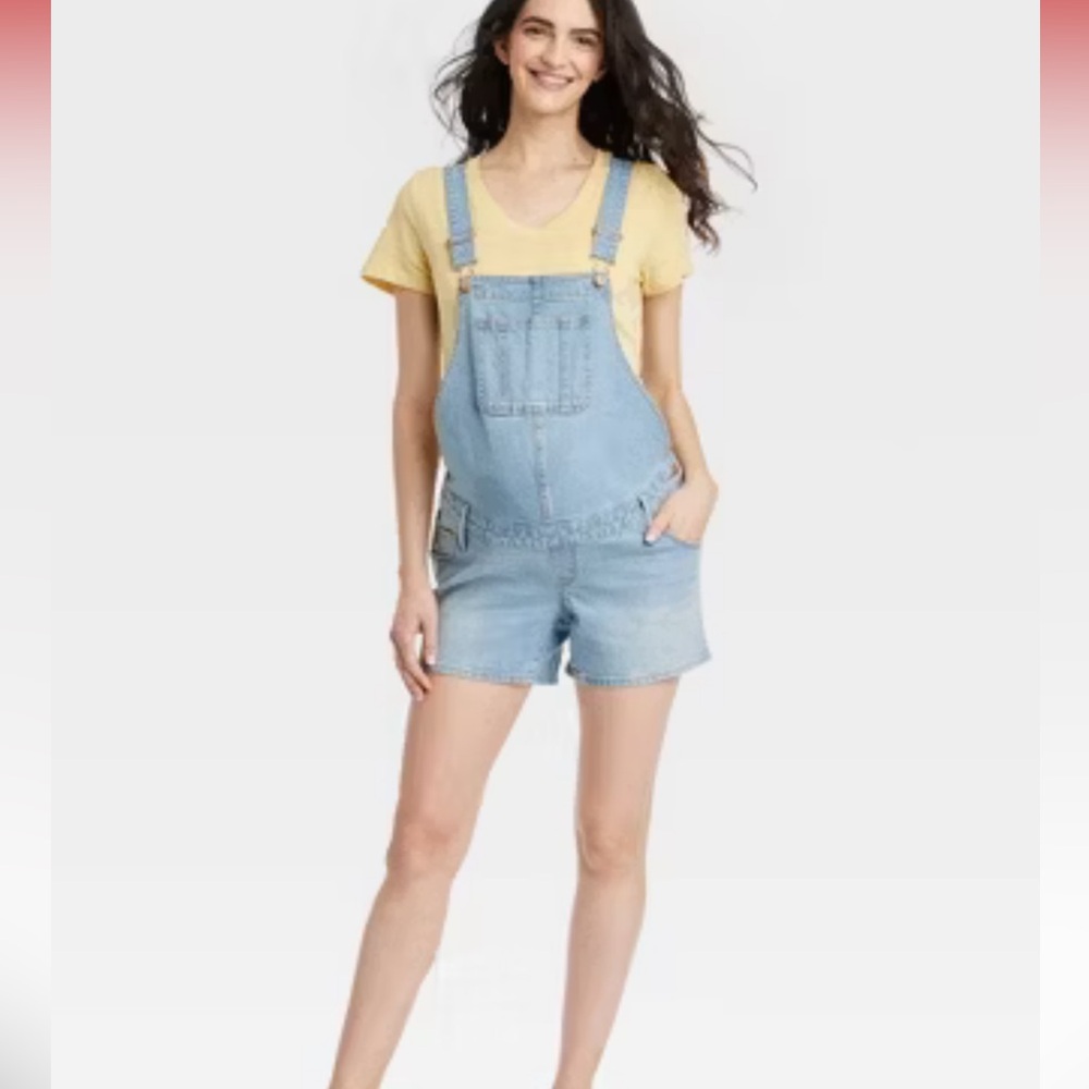 Isabel Maternity Light Blue Denim Shortalls size 6 NWT